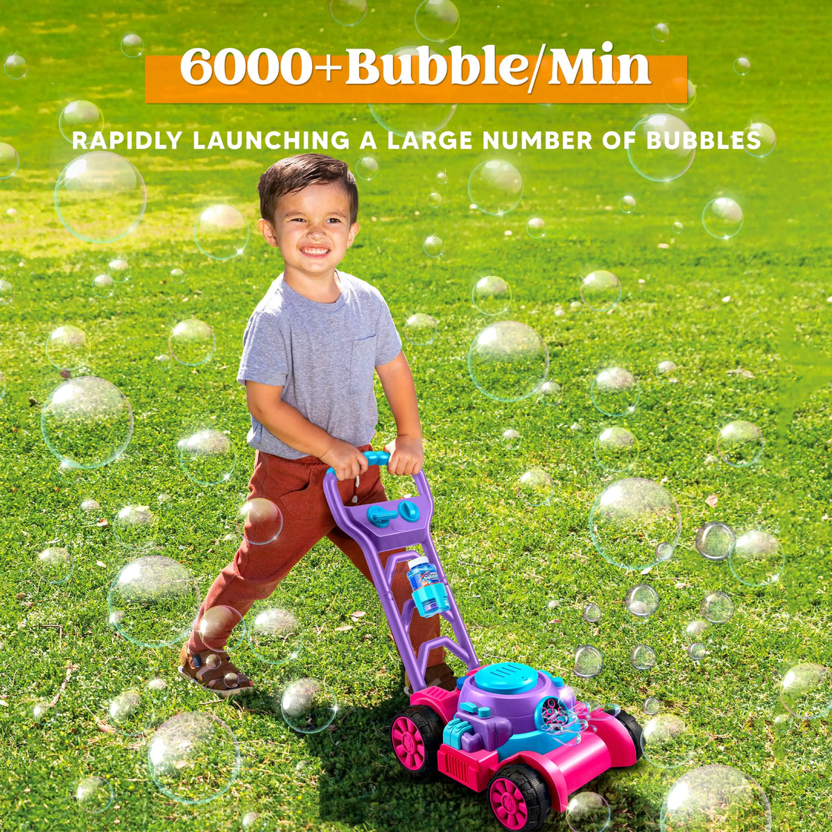 JOYFY Bubble Lawn Mower – Push-Along Bubble Machine for Kids