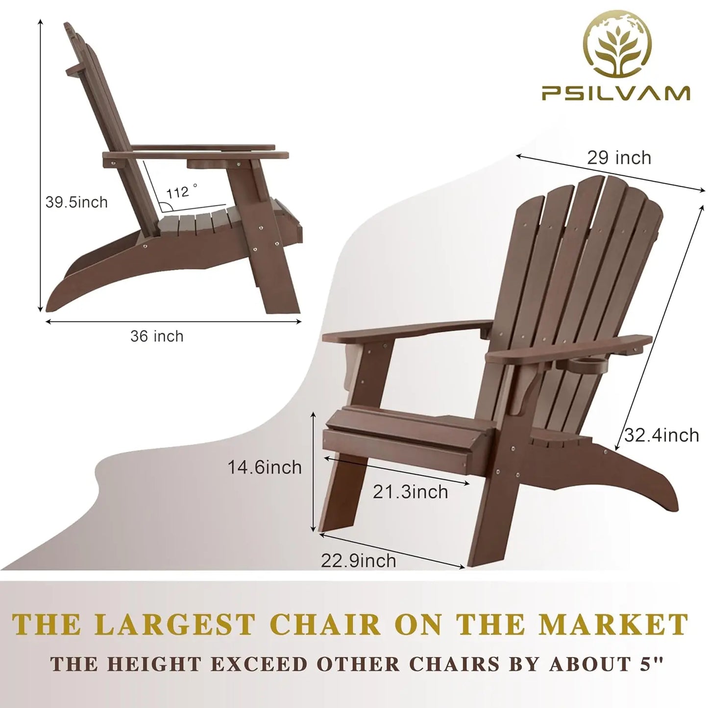 Oversized Poly Lumber Adirondack Chair Set of 2