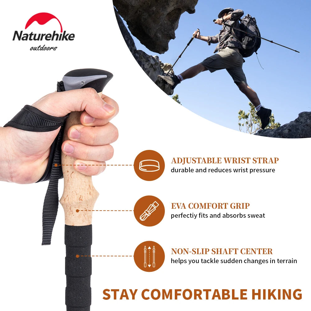 Trekking Poles 2pcs Carbon Fiber Collapsible Telescopic Sticks
