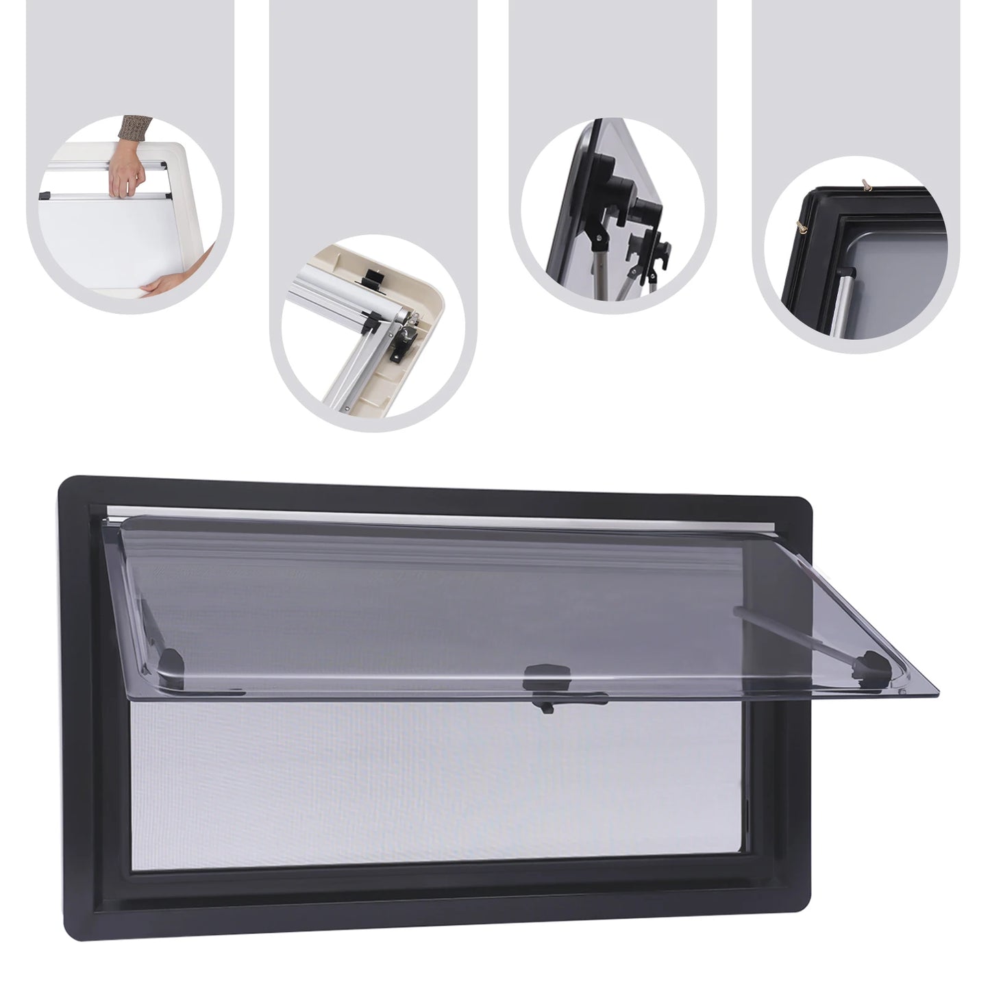 900*500mm Caravan Extrapolated Ventilation Window Sliding Rv Caravan Camper Window Vent Skylight With Blind Screen