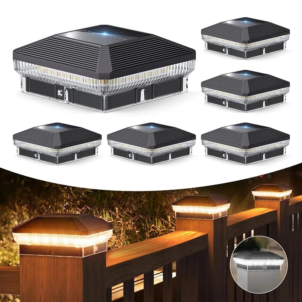 6/12 Pack 4x4 Solar Post Lights Outdoor, 40 LEDs 30 Lumens Fence Post Solar with 3 Modes