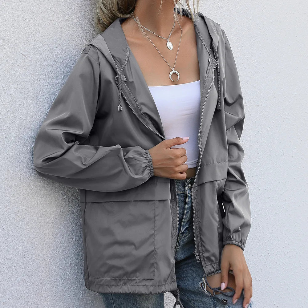 Women's Waterproof Hooded Hiking Rain Jacket