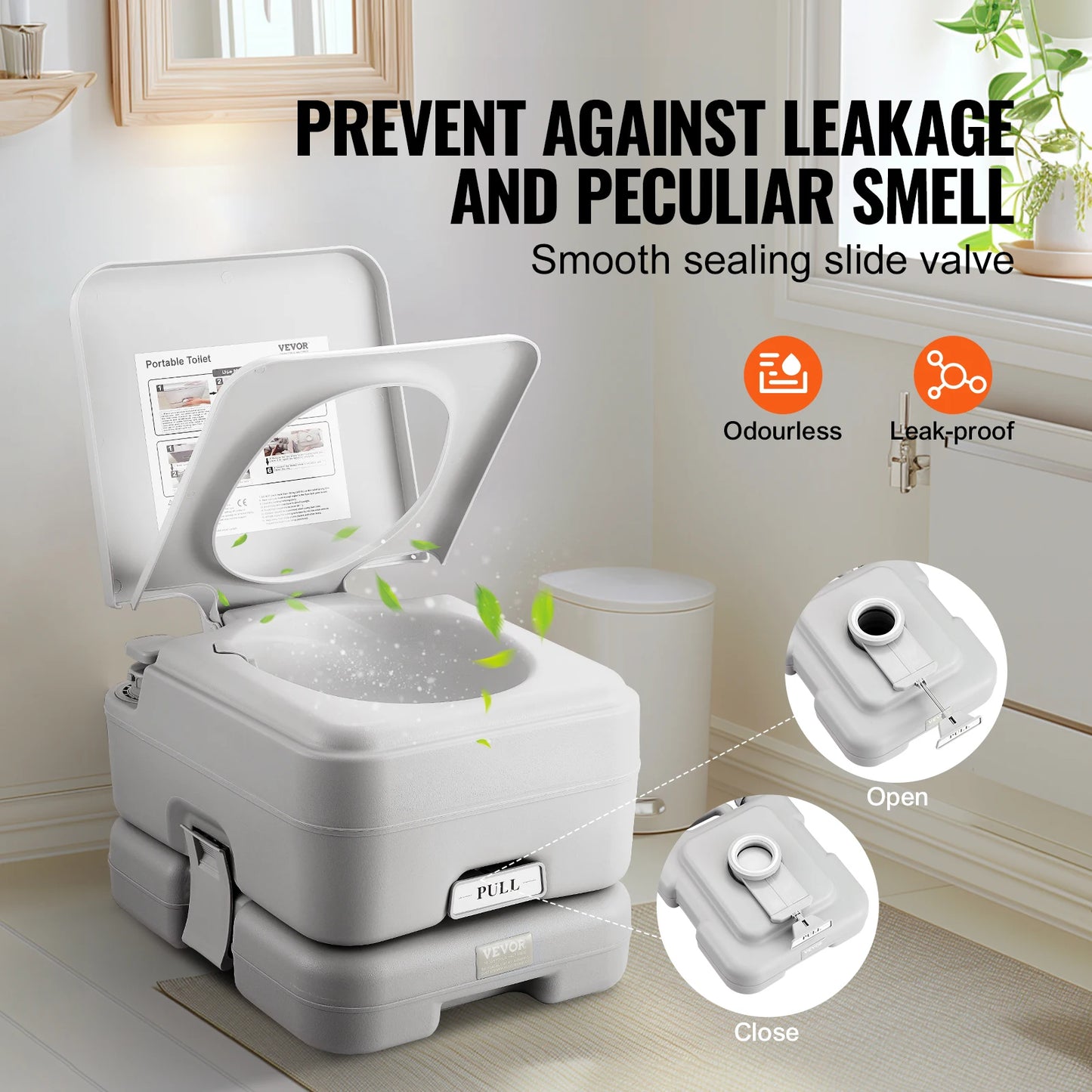 Portable Toilet for Camping Push-Button Pressurized Flush