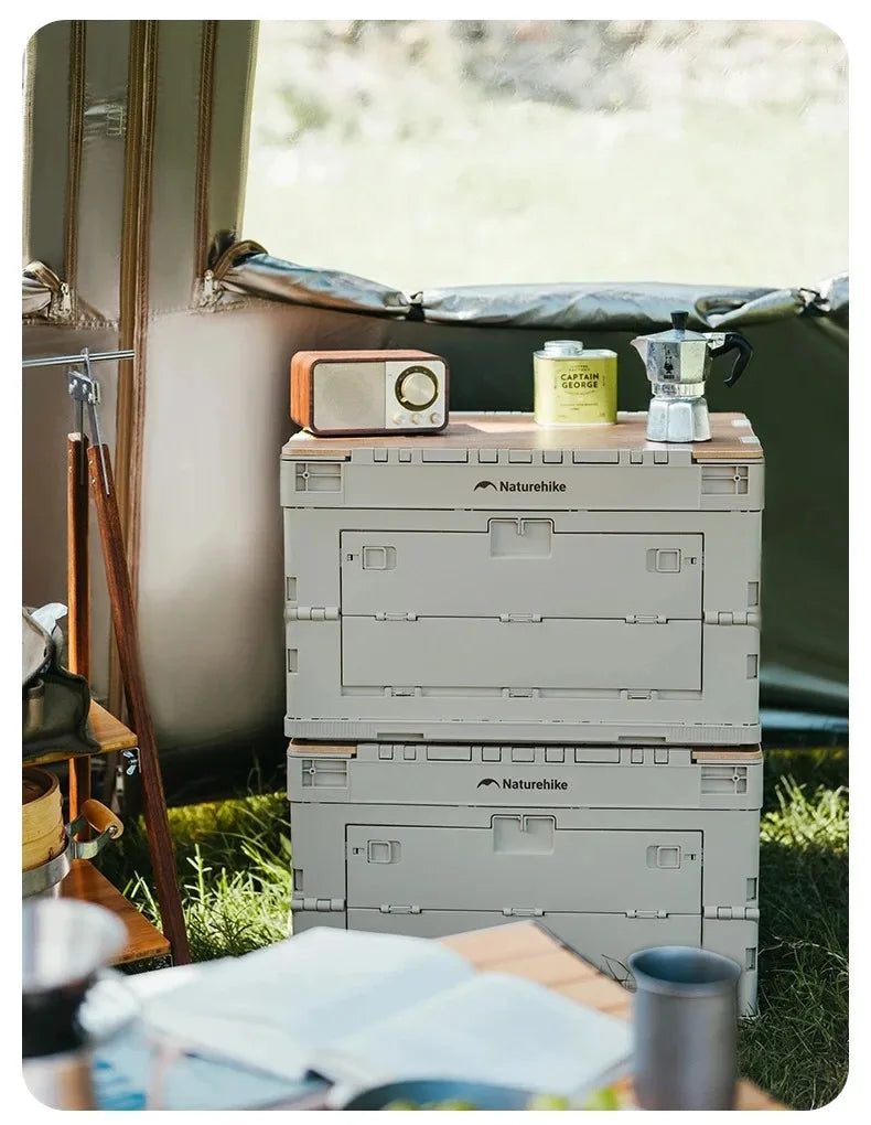 Naturehike 52L Folding Camping Storage Box with Tabletop – Portable Outdoor Organizer