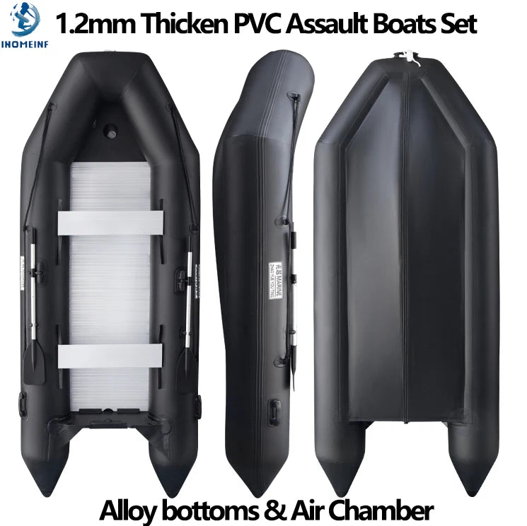 LUYA Heavy-Duty Inflatable Fishing Boat – 230–380cm with Alloy Floor & V-Keel