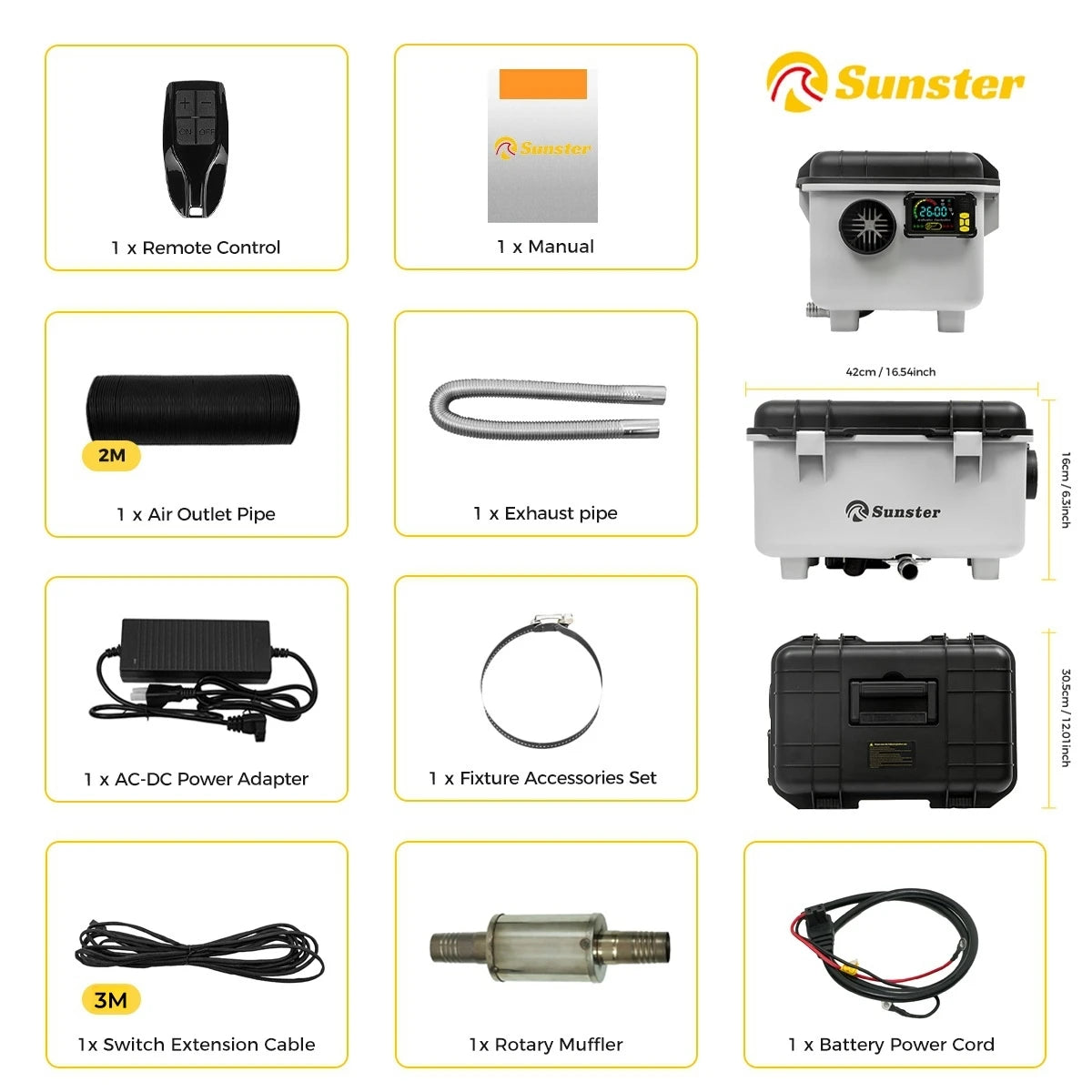 8KW 12V/24V/230V Toolbox Diesel Air Heater Quiet Night Heater W/Power Adapter/Constant Temperature/LCD Panel