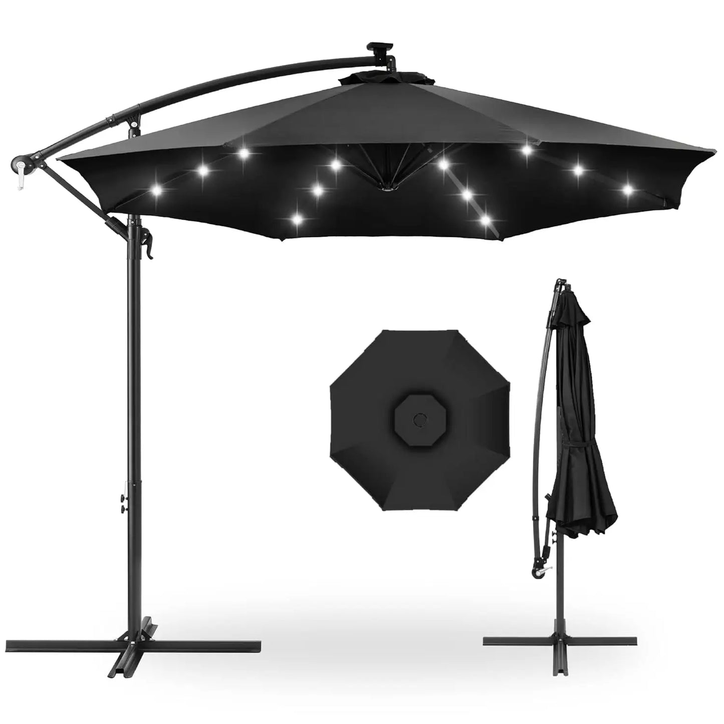 10ft Solar LED Offset Cantilever Umbrella