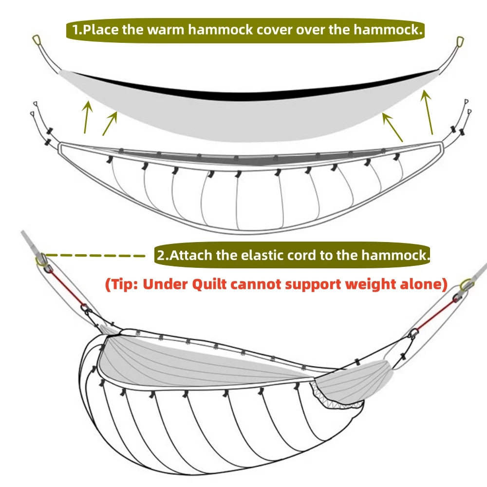 Hammock Underquilts Sleeping Bag Single Insulated Under Blanket 4 Seasons Lightweight Soft Warm 5-20℃ 8x3.6ft
