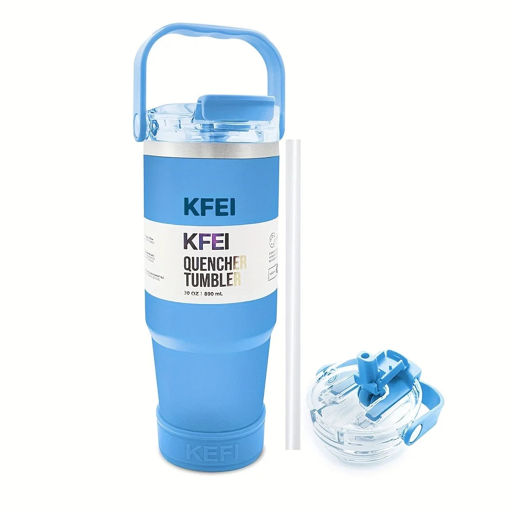 1PCS 30oz Solid Color Double Wall Stainless Tumbler, with Lid And Straw