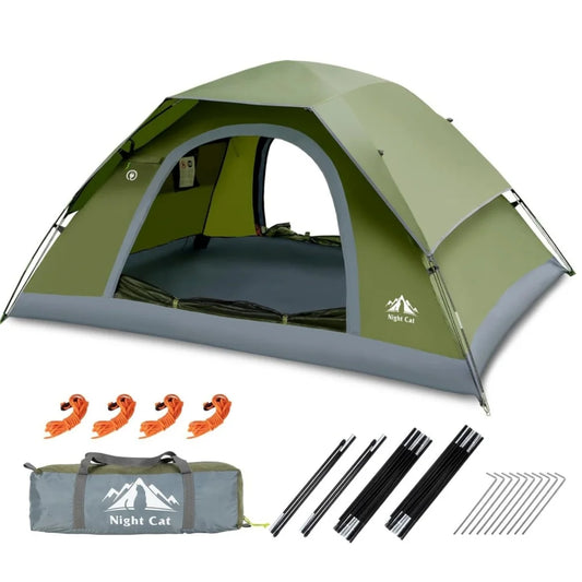 Night Cat 1–4 Person Lightweight Backpacking Tent with Rainfly & 2 Doors
