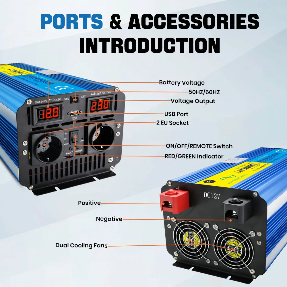 4000W 8000W  DC To AC Portable Power Inverter Voltage Converter With Remote Control