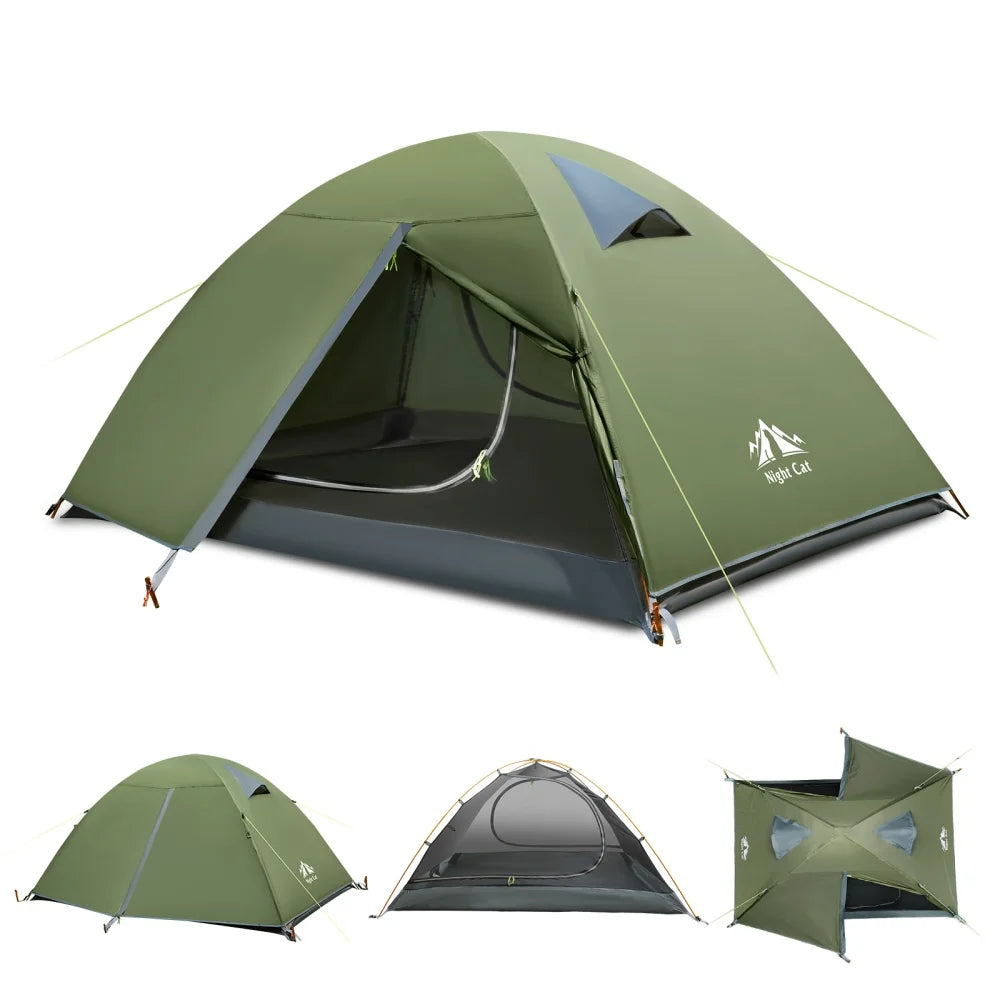 Night Cat 2-Person Lightweight Waterproof Backpacking Tent