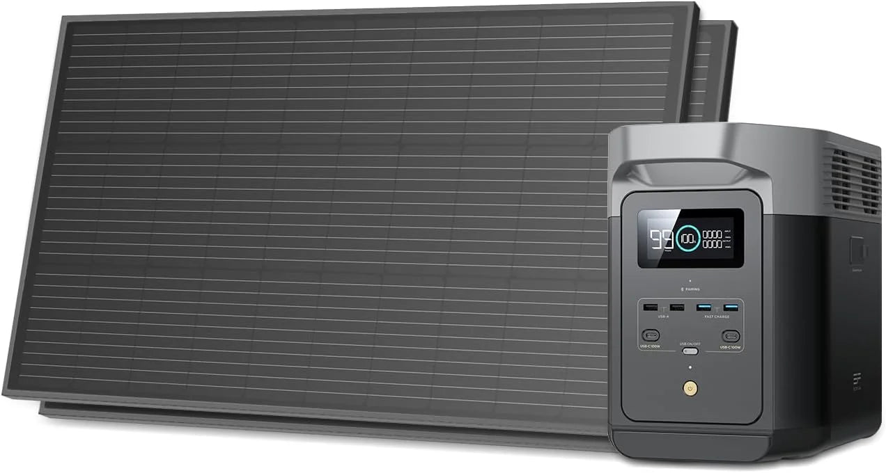 Solar Generator DELTA 3 Classical Dark 1000, 1024Wh LiFePO4 Battery Portable Power Station, 1800W AC/100W USB-
