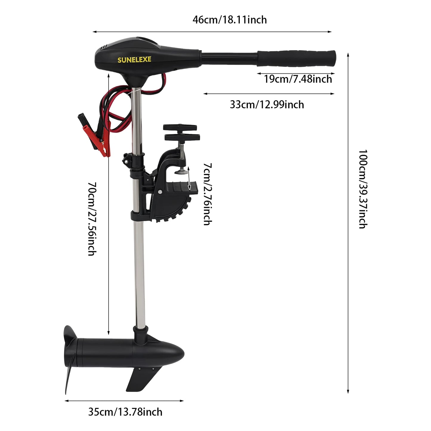 Powerful 40lb Thrust Electric Trolling Motor, 5 Forward Speeds for Fishing & Inflatable Boats