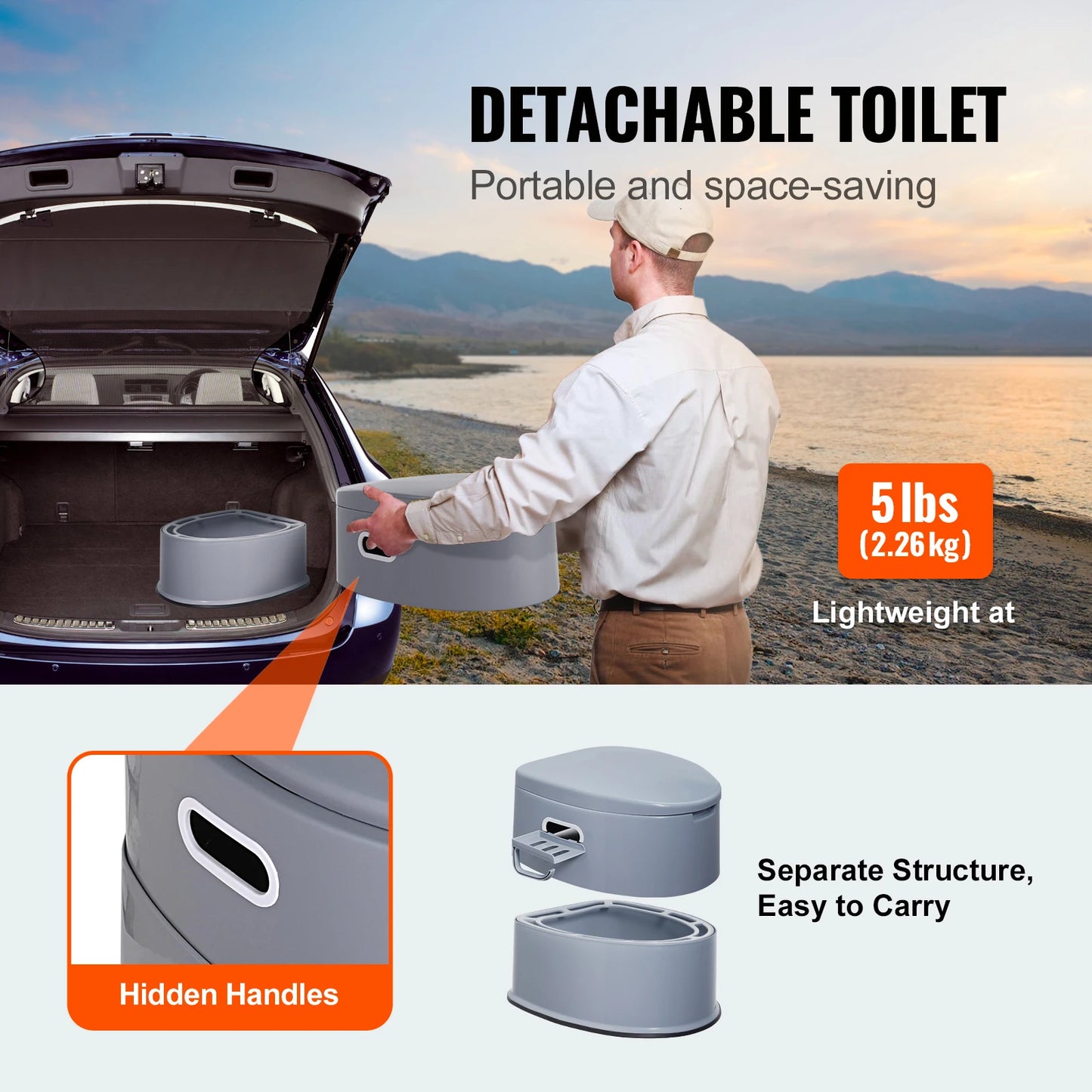 Porta Potty  for Camping with 1.3G Detachable Inner Bucket
