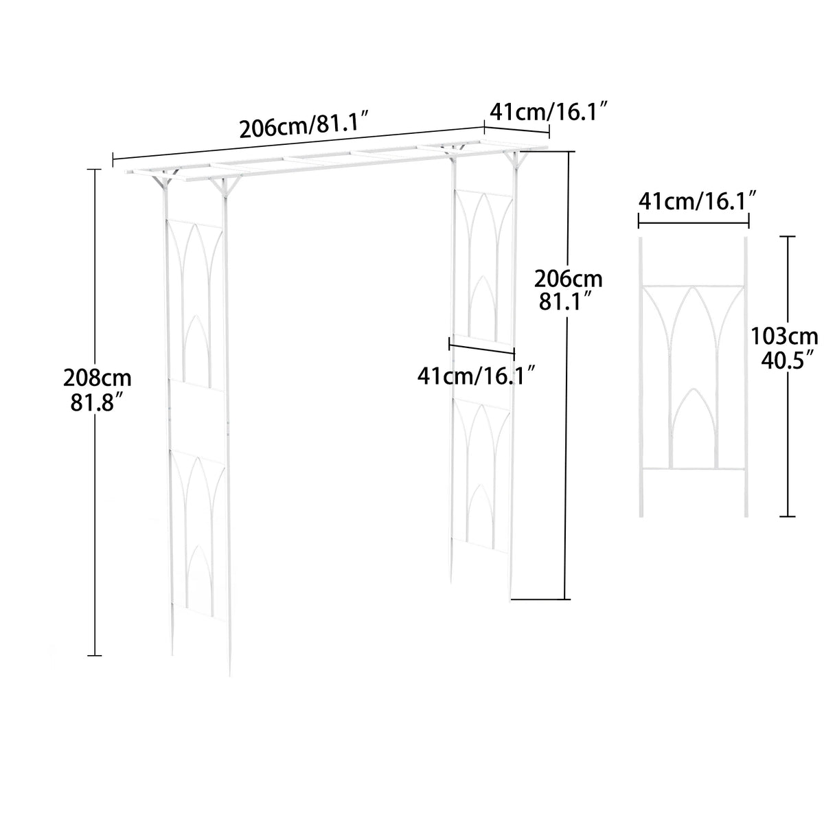 White Metal Garden Arch Arbor