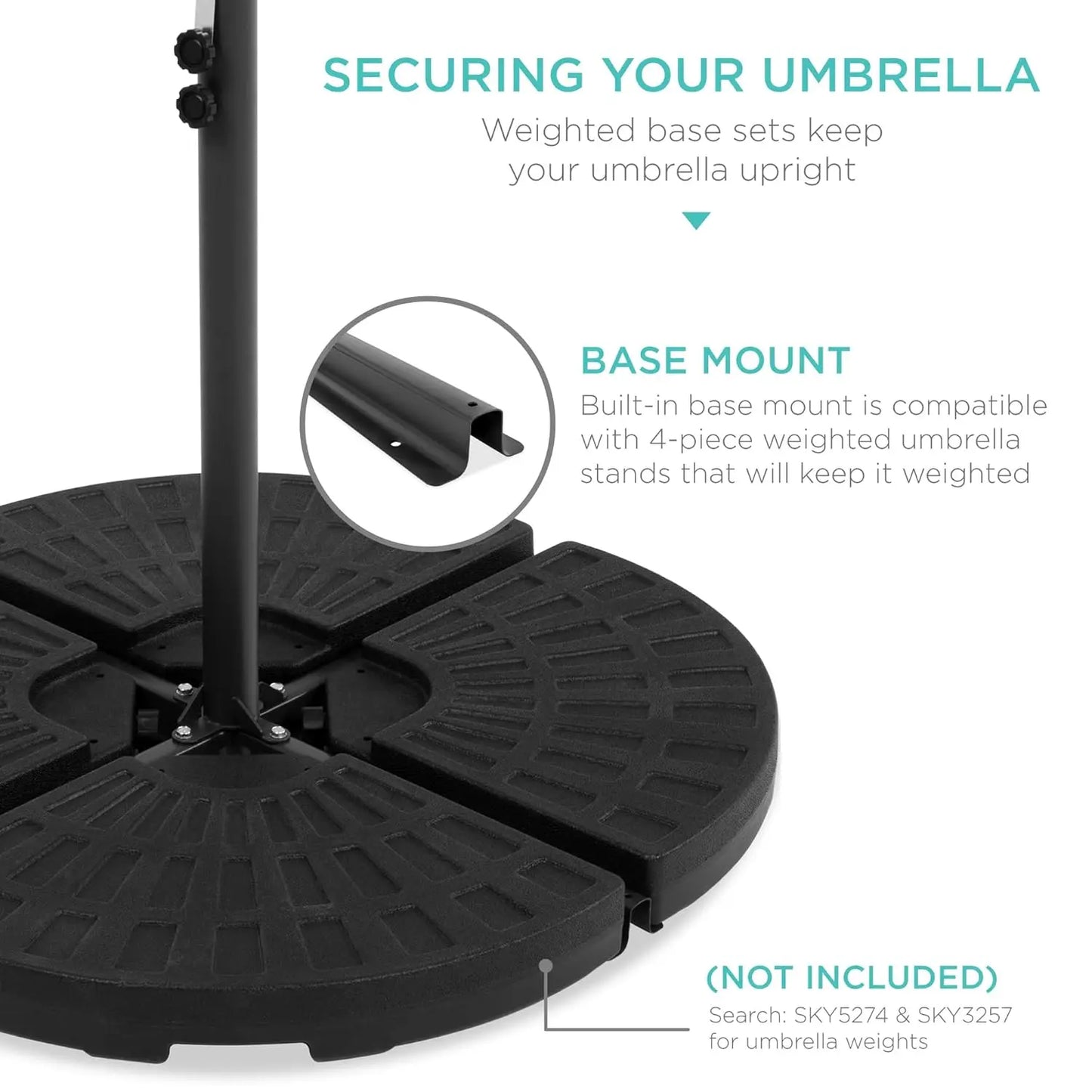 10ft Solar LED Offset Cantilever Umbrella