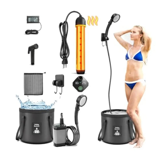 Portable Rechargeable Shower with Heater for Camping
