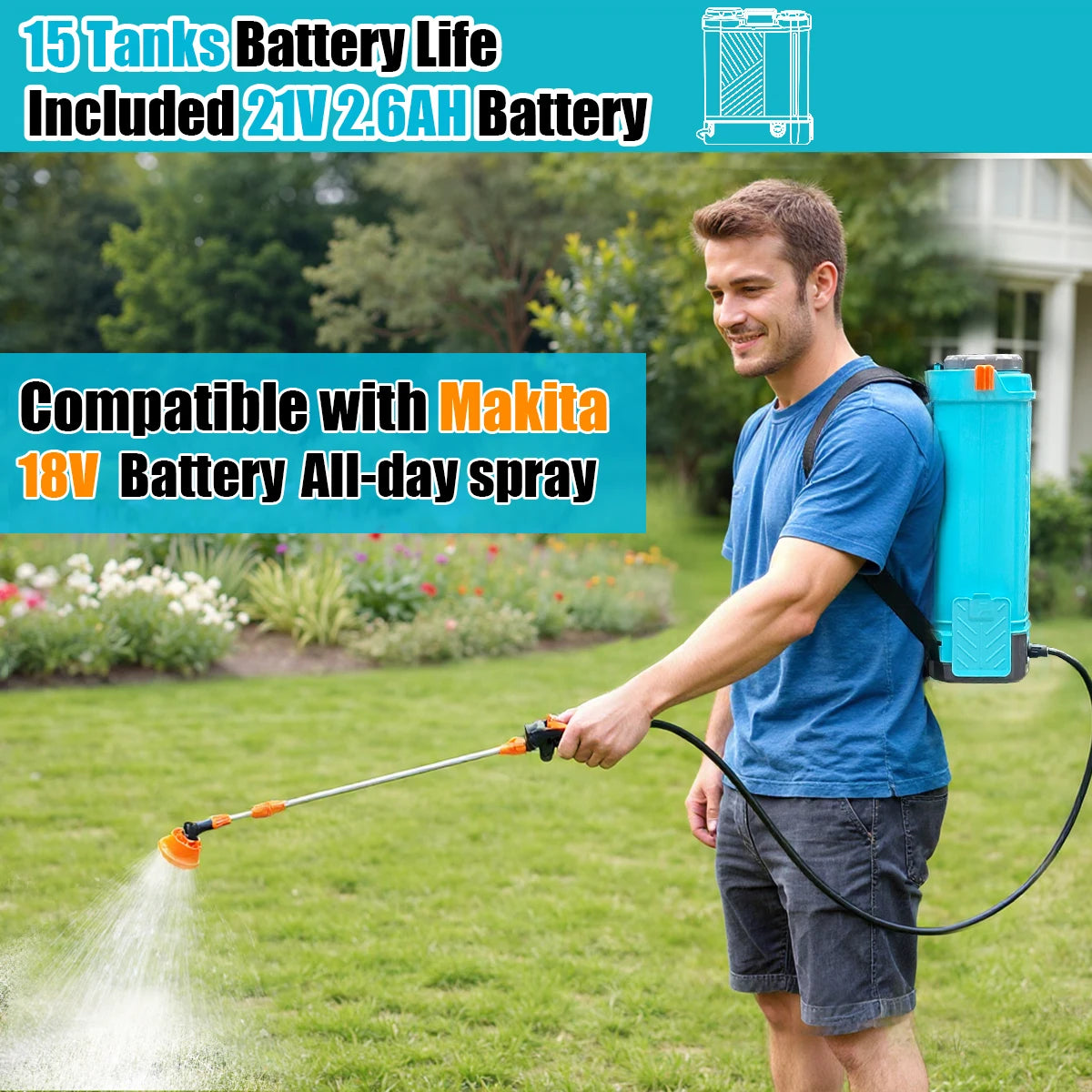 4-Gallon 100 PSI Battery-Powered Backpack Sprayer