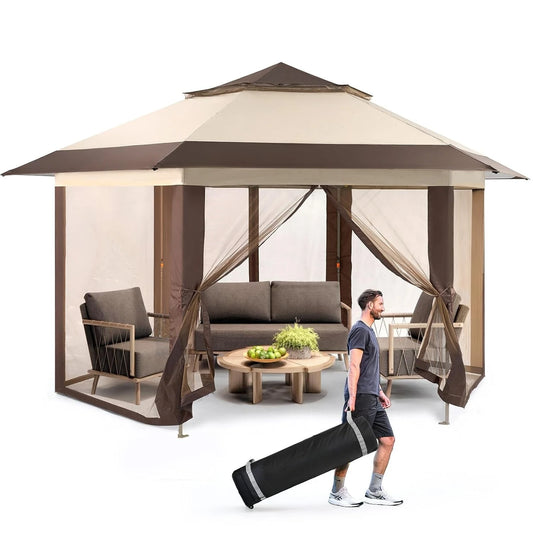13x13 Portable Pop-Up Gazebo Tent with Mosquito Netting
