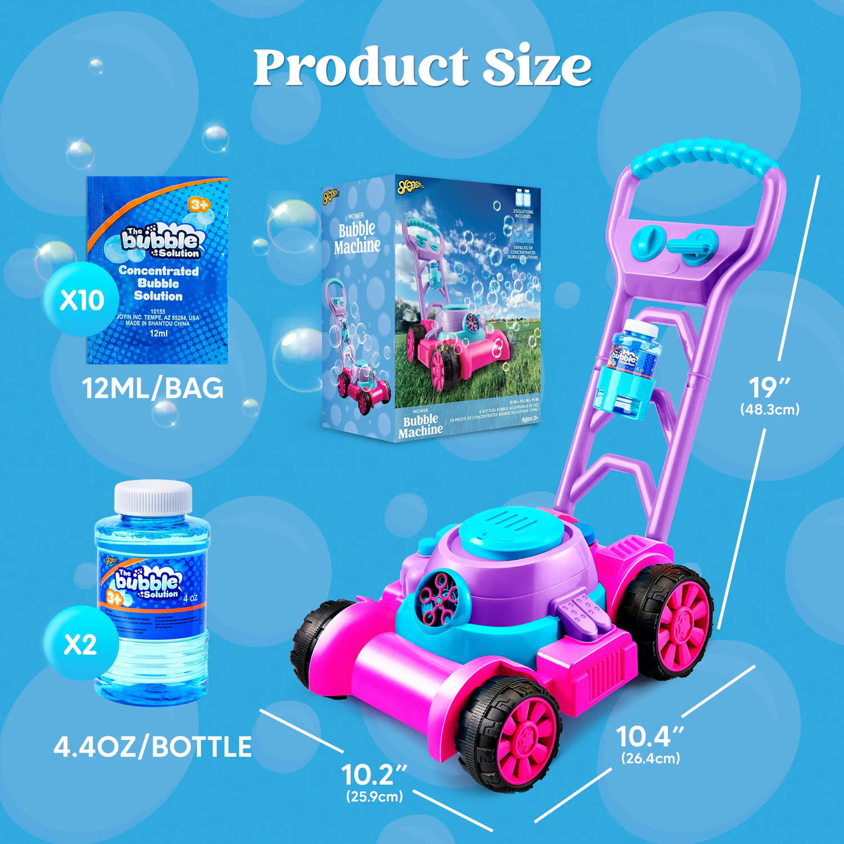 JOYFY Bubble Lawn Mower – Push-Along Bubble Machine for Kids