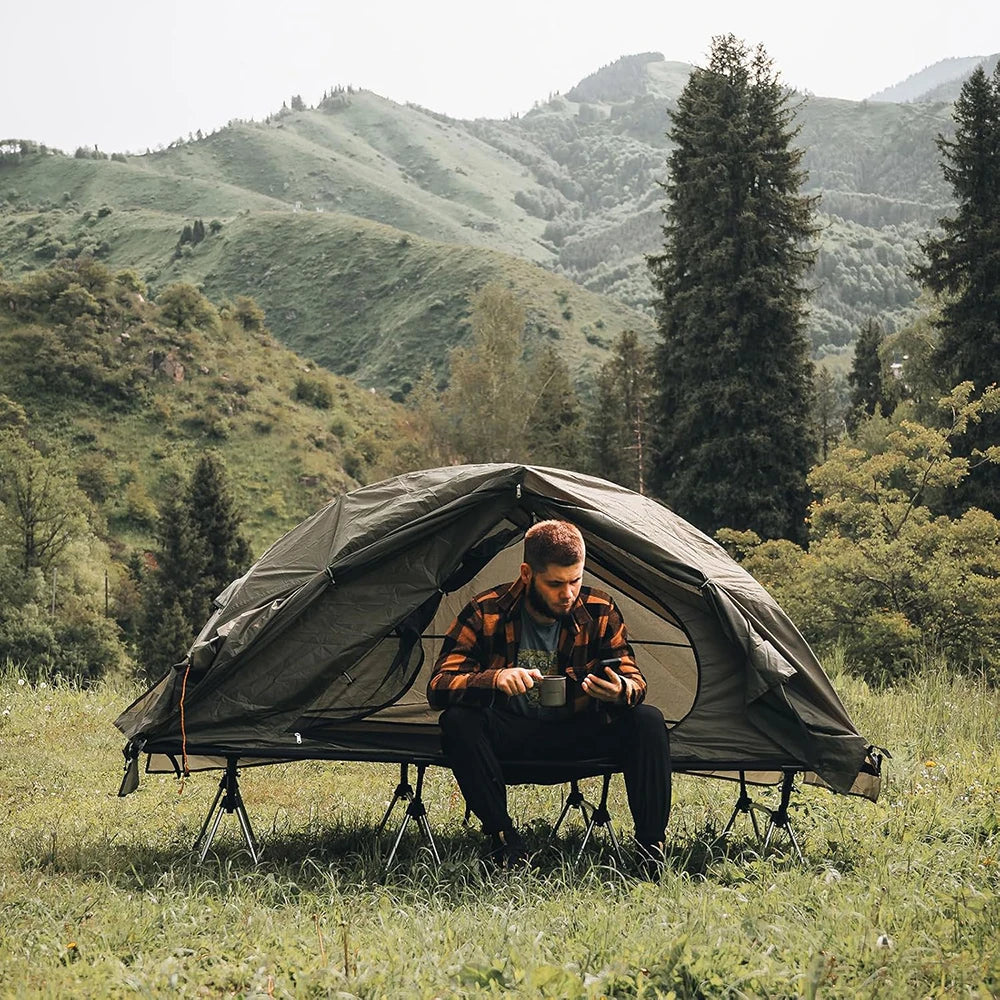 Night Cat Single Person Elevated Camping Cot Tent – Portable Off-Ground Shelter