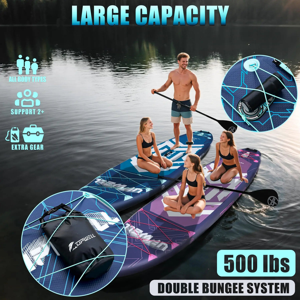 11'6" Extra-Wide Inflatable Stand-Up Paddle Board – 35" Recreational SUP