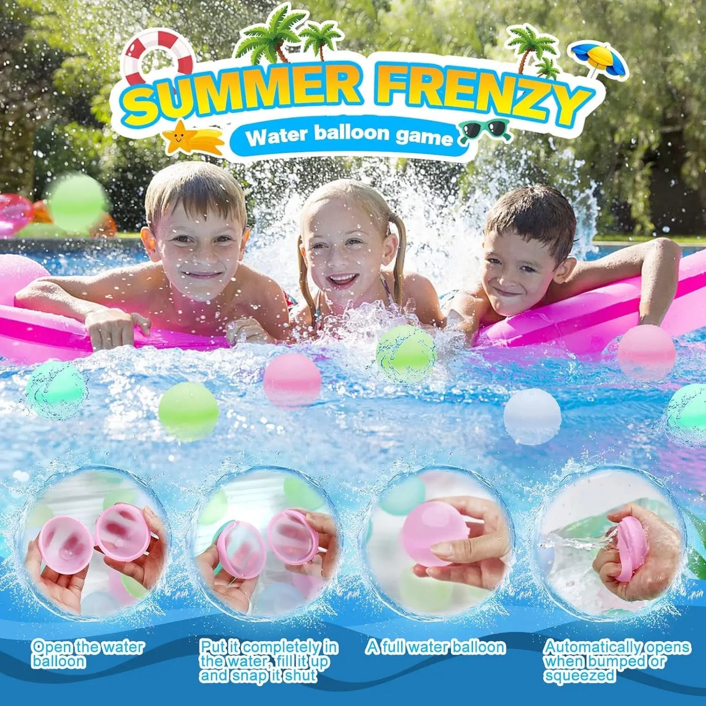 Reusable Water Balloons Toys Silicone Refillable Water Balls Beach Pool Toys Kids Summer Outdoor Activities Water Games Toy