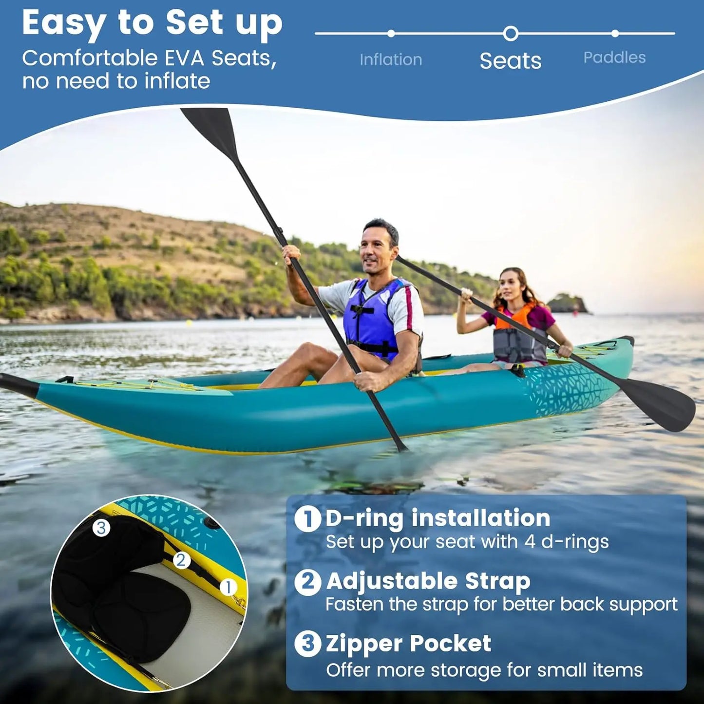 Inflatable Kayak, 2 Person Canoe