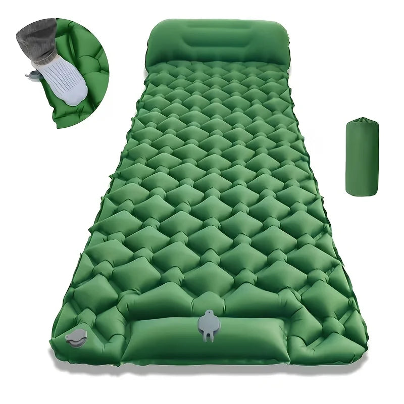 Quick-Inflate Camping Sleeping Pad – Extra-Thick Portable Hiking Mattress