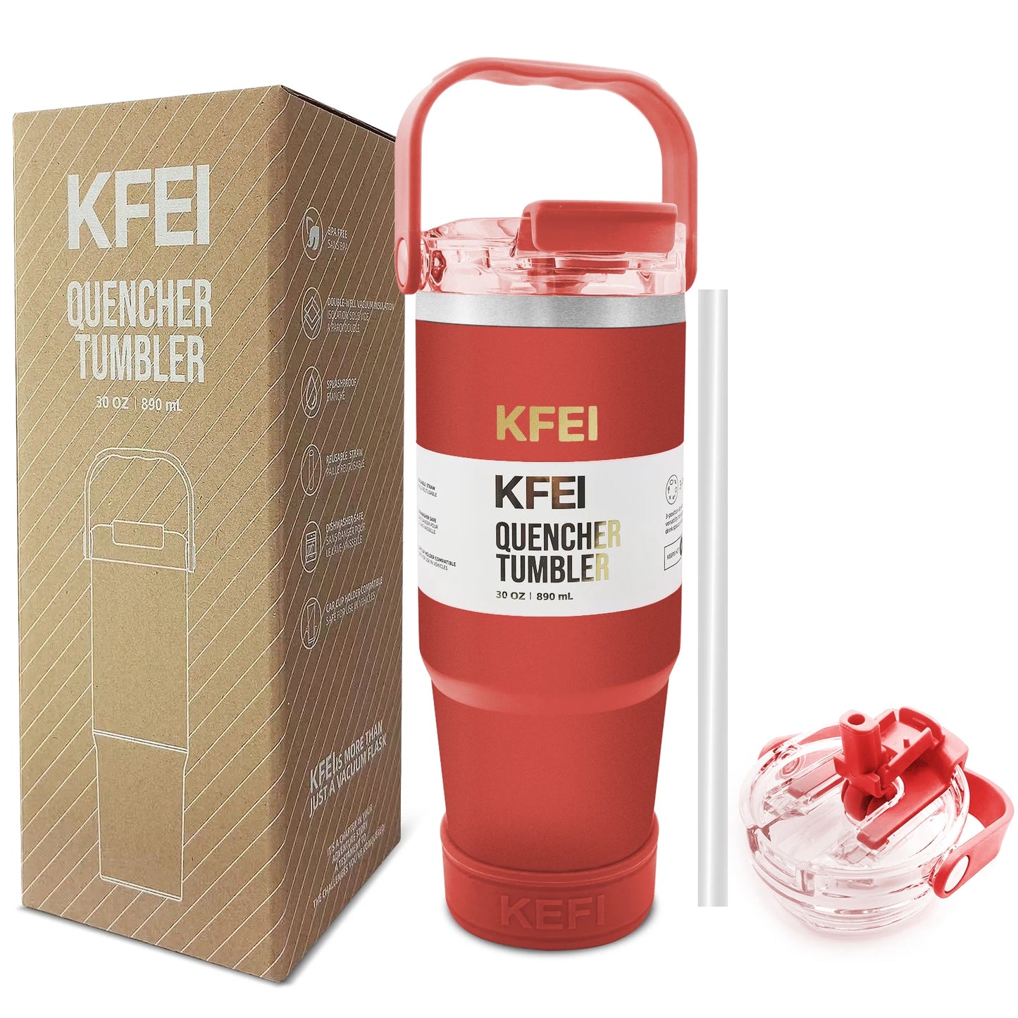 1PCS 30oz Solid Color Double Wall Stainless Tumbler, with Lid And Straw