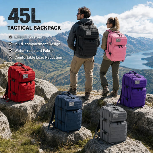 45L Tactical Travel Backpack Large Capacity Multi Pocket Wear Resistant