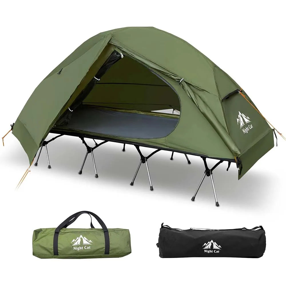 Night Cat Single Person Elevated Camping Cot Tent – Portable Off-Ground Shelter