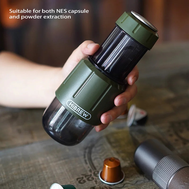 HiBREW H4D 2-in-1 Portable Manual Espresso Maker – Capsule & Ground Coffee