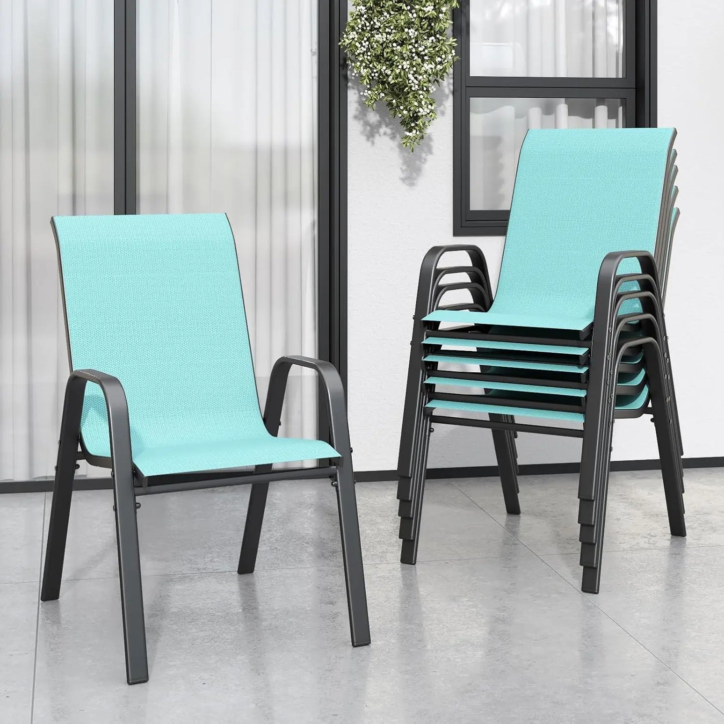 Stackable Outdoor Dining Chairs Set of 6