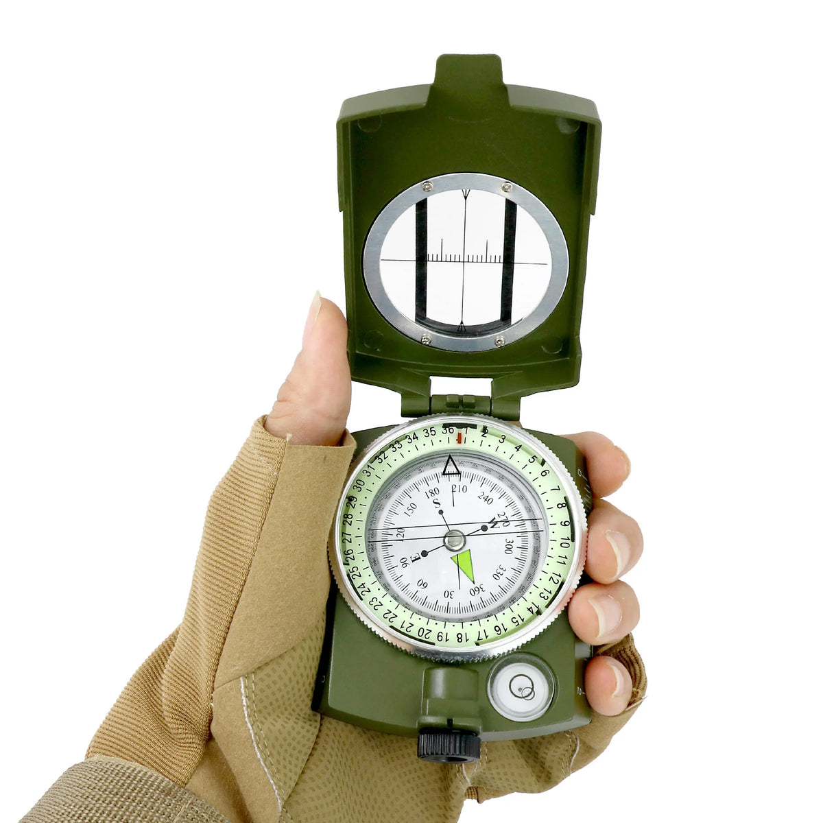 Professional Metal Sighting Compass with Luminescent Navigation Display
