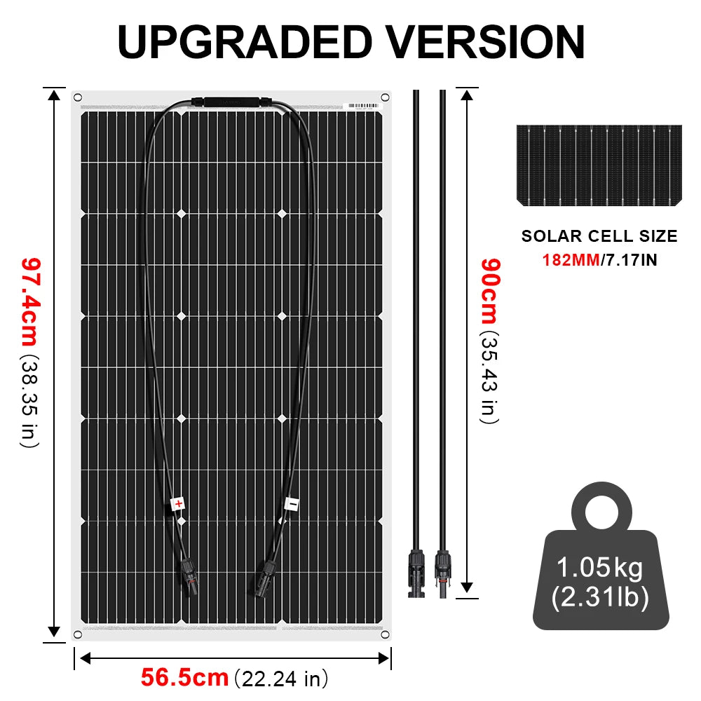 Dokio 18V 10pcs 100W Flexible Solar Panel Monocrystalline Solar Panel Waterproof Charge 12V 1000W