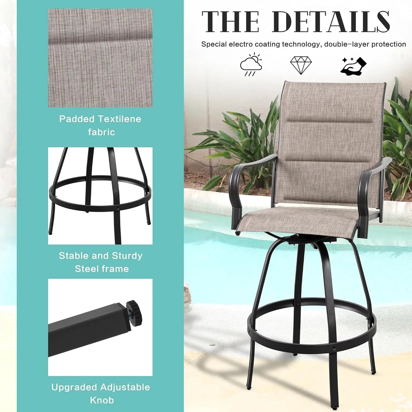 4pc Outdoor Swivel Bar Chairs