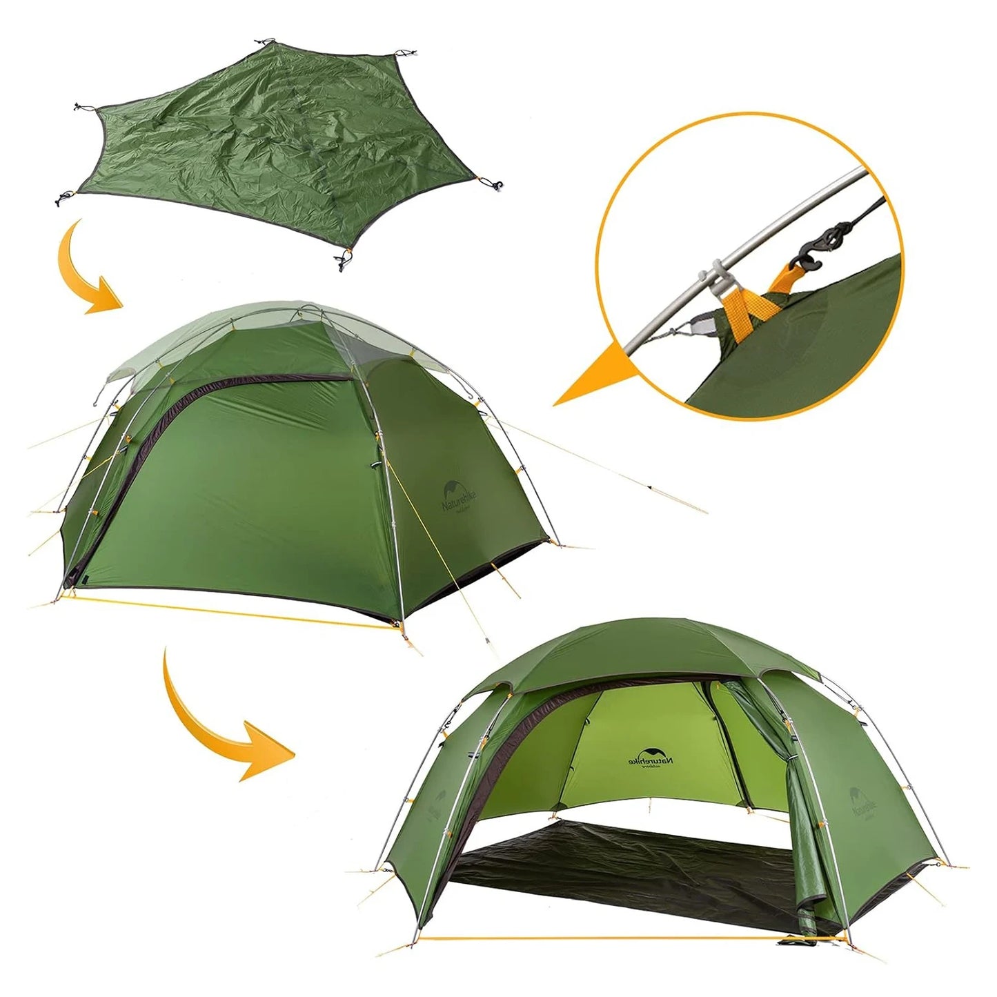 2 Person Tent Ultralight Waterproof Camping Tent 4 Season Nylon Backpacking Traveling Tent