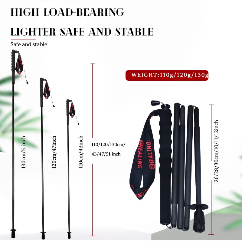 Local+ Carbon Fiber Folding Trekking Poles – Ultralight 5-Section Pair