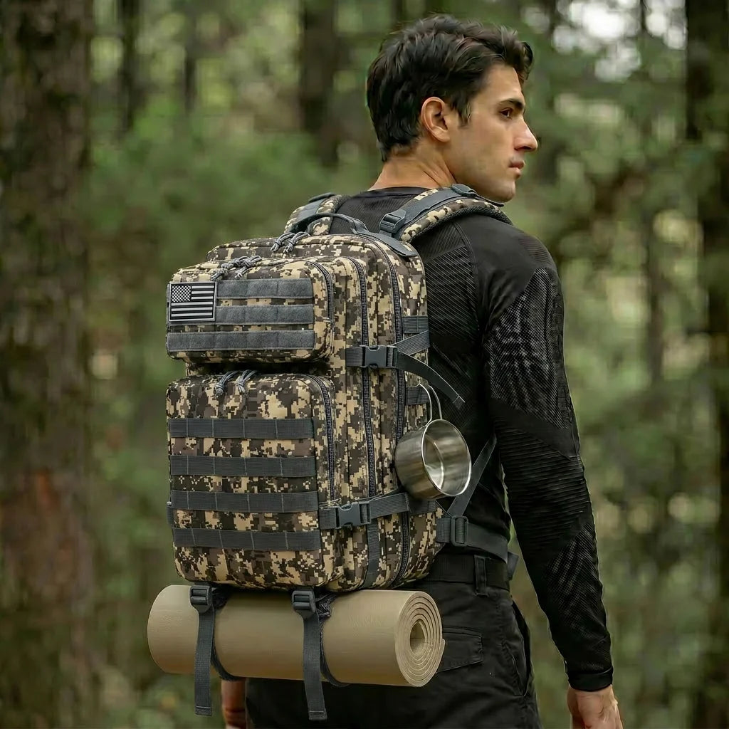45L Tactical Travel Backpack with Multi-Pocket Storage