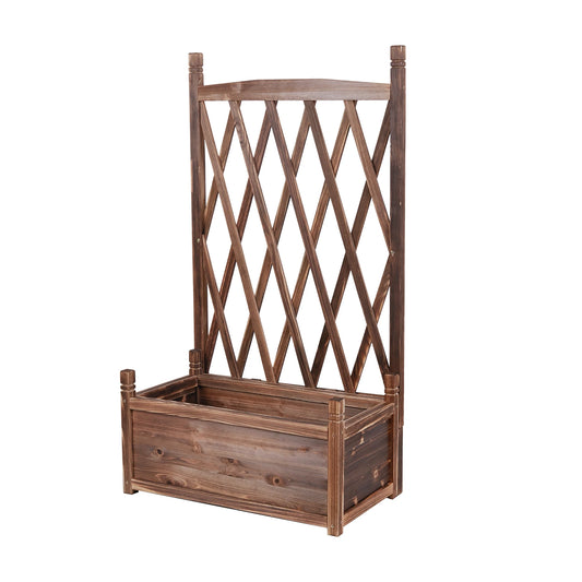 Wooden Garden Planter Box with Trellis
