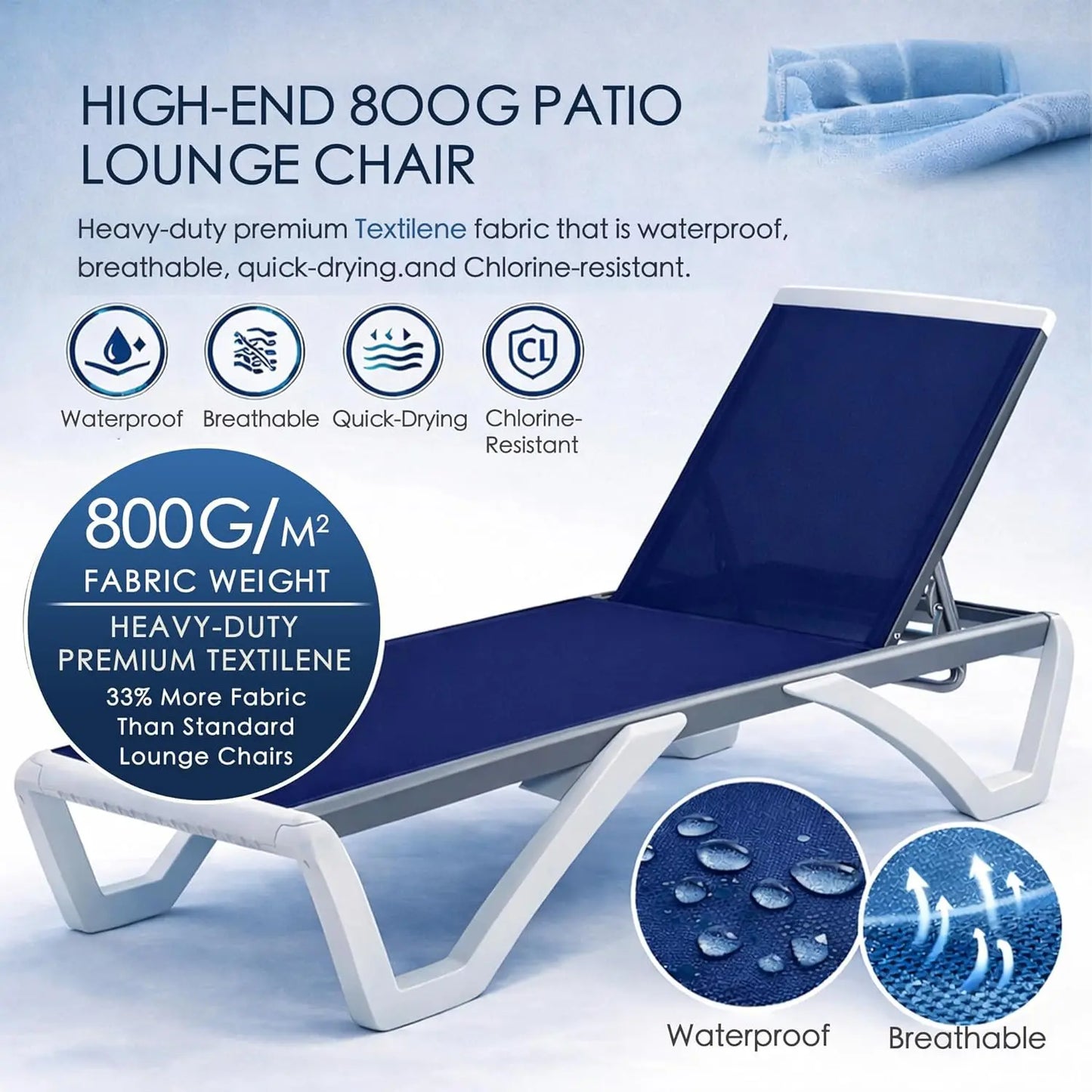 Adjustable Aluminum Outdoor Chaise Lounge Chair