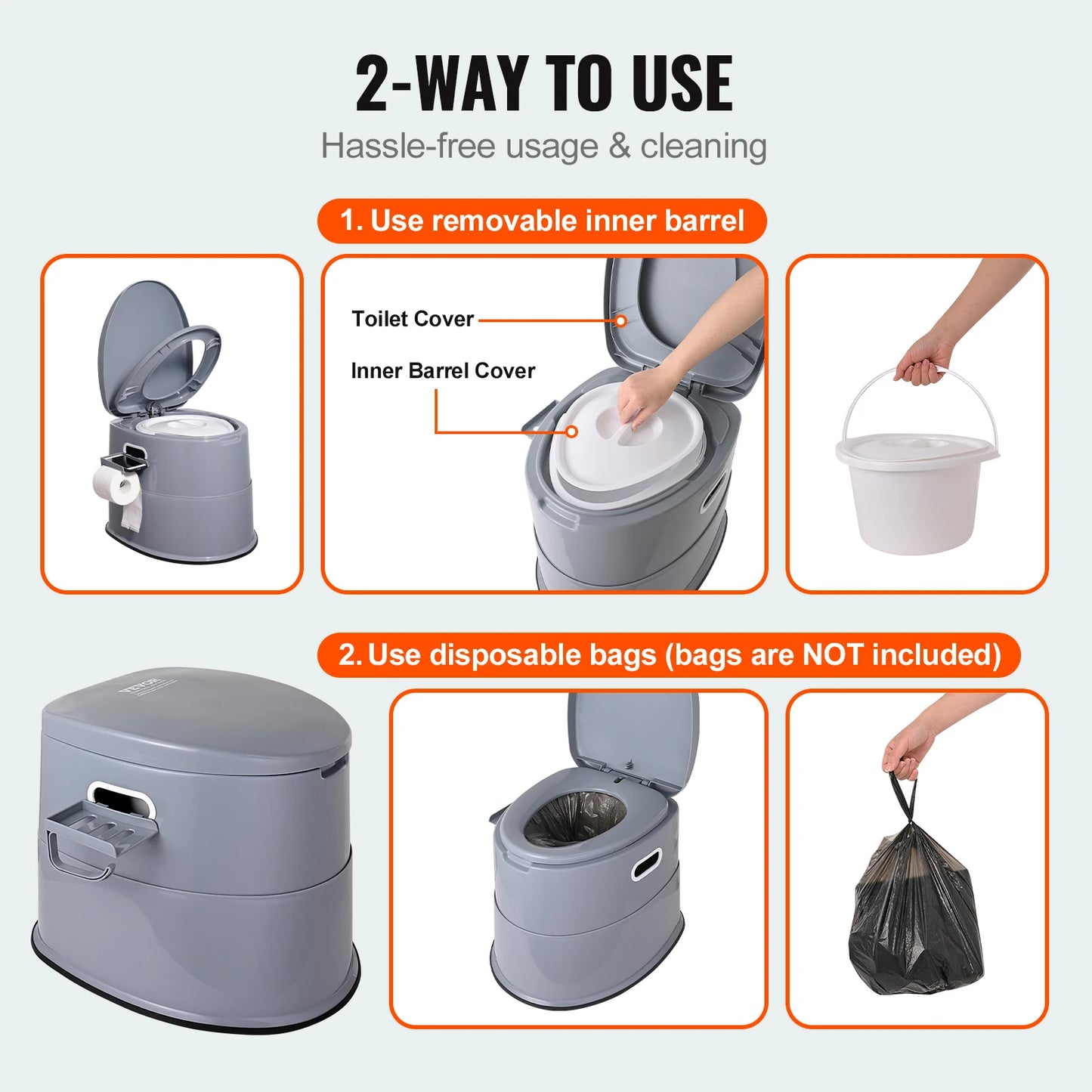 Porta Potty  for Camping with 1.3G Detachable Inner Bucket