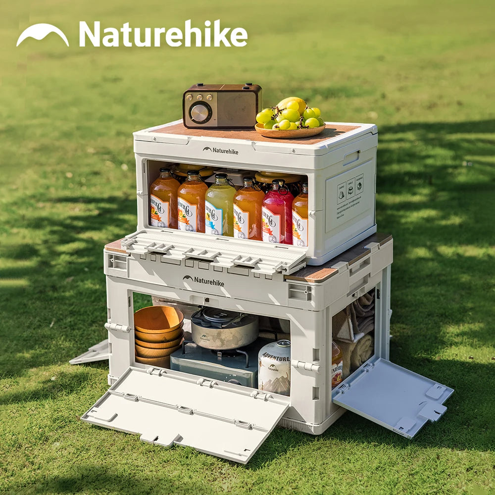 Naturehike 52L Folding Camping Storage Box with Tabletop – Portable Outdoor Organizer