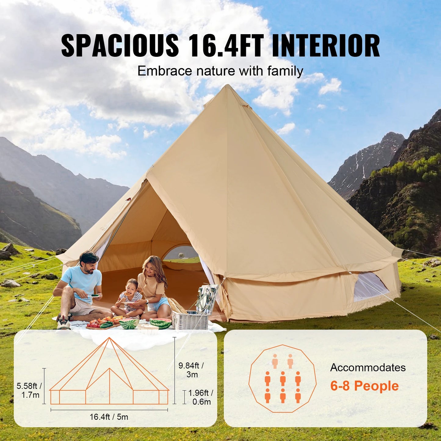 4 Seasons 5m Yurt Canvas  Holds up to 8 People
