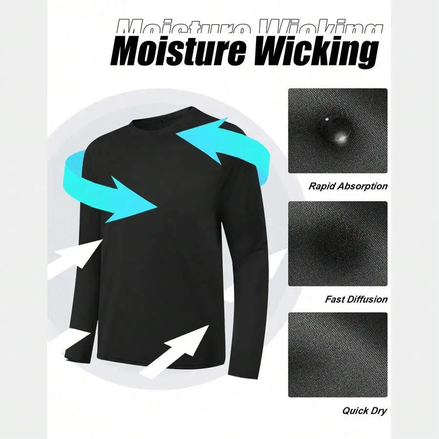 5-Pack Mens Long Sleeve Performance Tees: Moisture-Wicking