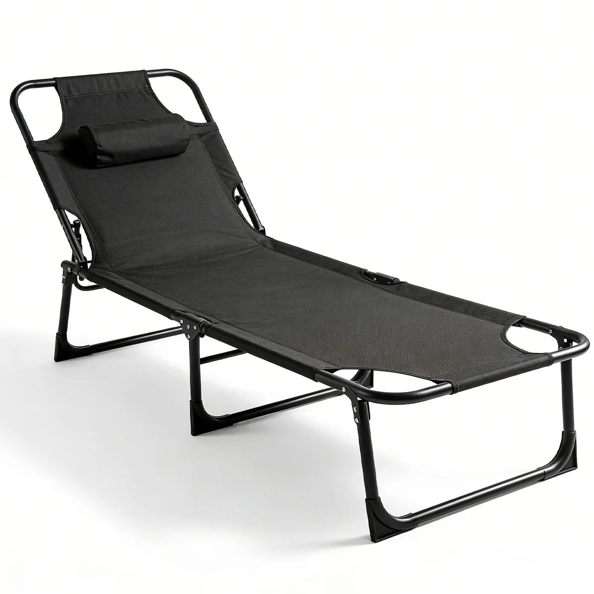 Adjustable Folding Lounge Chair with Removable Soft Cushion, 3 Position Reclining Heavy Duty 330 LBS Fold Up