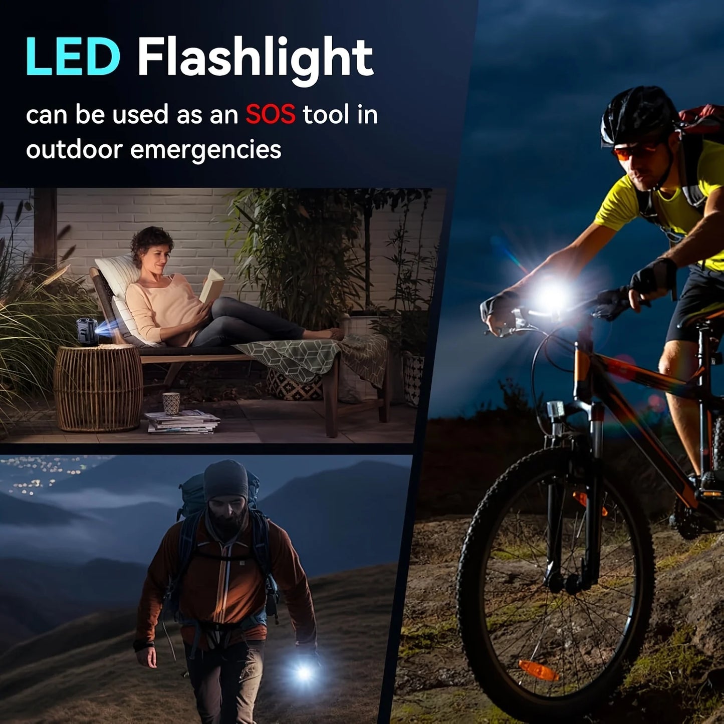 10000mAh Waist Fan Portable Handheld Hanging Neck Fan Ultra-Strong Wind with Phone Charging LED Light