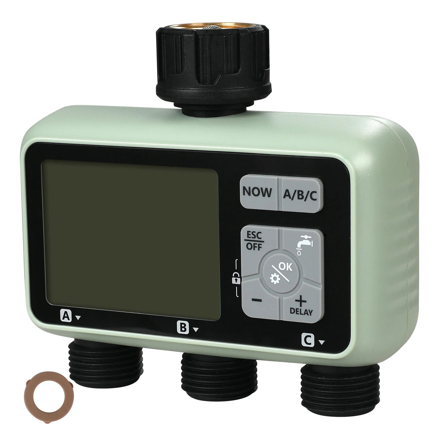 Water Timer 3 Outlets Hose 3 Independent Watering Zone LCD Display Rain Delay Mode Manual Mode